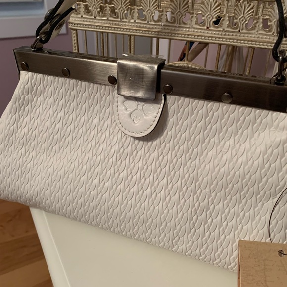 Patricia Nash White Ferrara Frame Satchel - Picture 2 of 12